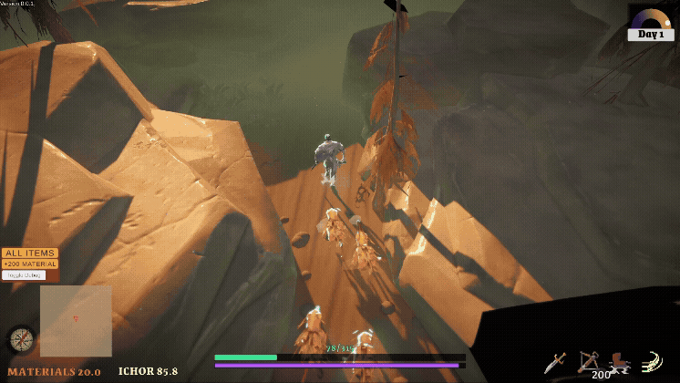 HAWKER gameplay: a second look at the Light & Shadow system, with the Hawker's abilities flaring under night.